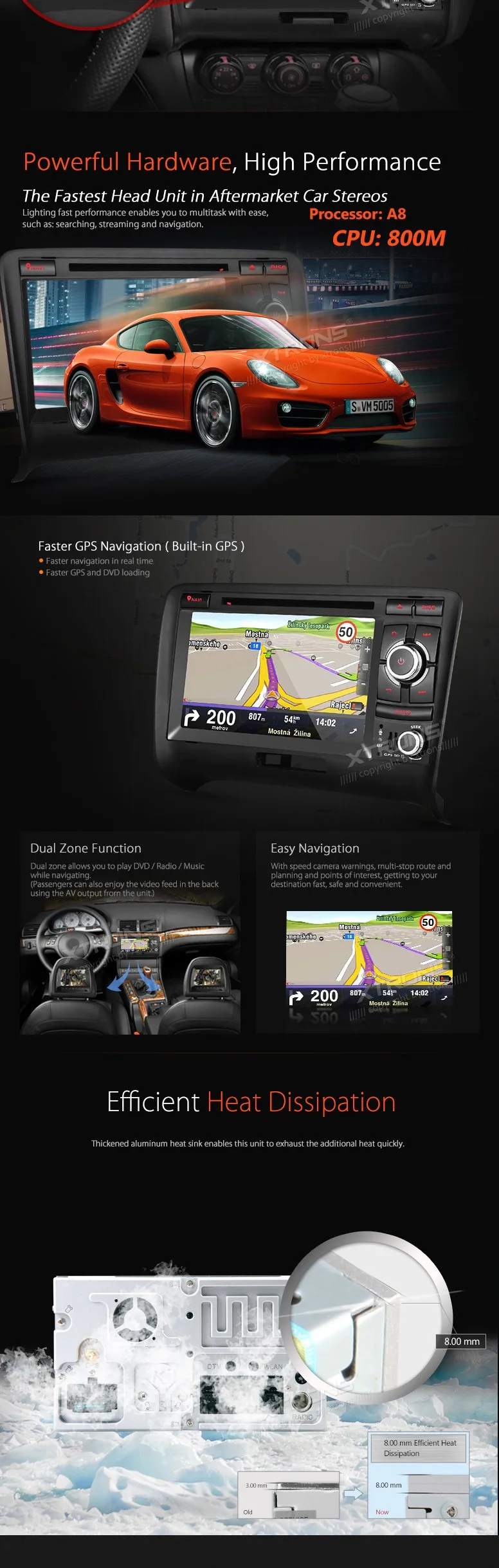 Best XTRONS 7" 2 din Car radio 1080P Video Capacitive Touch Screen DVD Player with GPS Navigator CANbus for Audi TT MK2 3