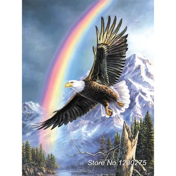 

DIY Diamond Painting Cross Stitch Rainbow eagle Needlework 5D Diamond Mosaic Diamond Embroidery Painting Rhinestones BD793