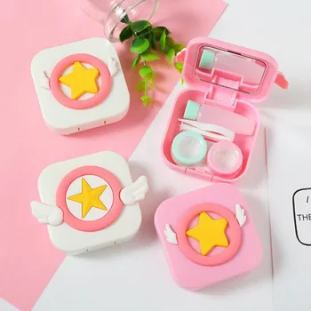 

1 Pcs Kawaii Korean Cartoon Soft Girl Heart Double Box Receiving Portable Box Cute Glasses Case Colored Eye Contact