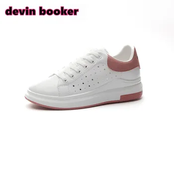 

New listing hot sale woman Spring and summer running shoes PU Breathable Punching sports shoes D1192