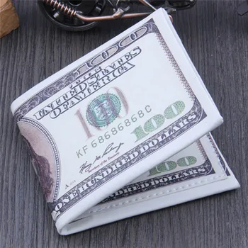 

Unisex Wallets US Dollar Bill Brown Leather Bifold Credit Card Photo women wallets men wallet monedero mujer billetera hombre
