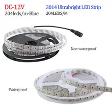 Светодиодная лента 3014 204 светодиодный/метр DC12V водонепроницаемый белый/теплый белый супер яркий гибкий светодиодный светильник 5 м/лот