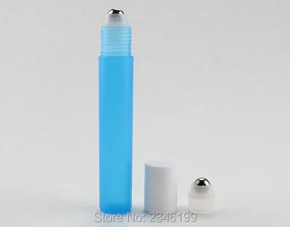 15 мл 15 г синяя пластиковая бутылка с роликом со стеклянными бусинами Металлическая стальная бусина, бутылочка крема для глаз, косметика для упаковки образцов, 50 шт./лот