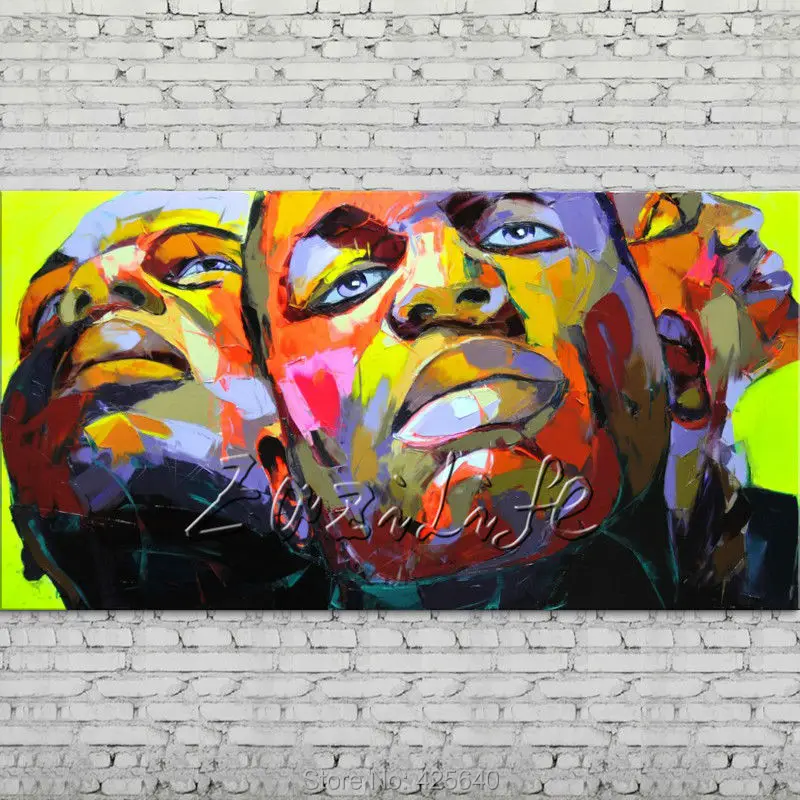 

Palette knife portrait Face Oil painting Character figure canva Hand painted Francoise Nielly Art picture room02