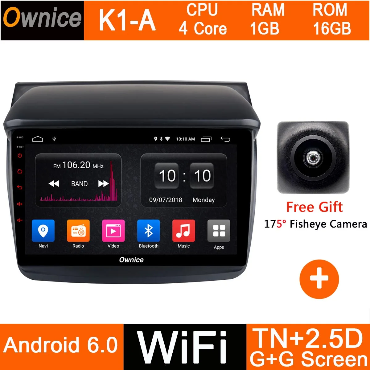 Android 9,0 1DIN " ips 8 Core 4G+ 32G автомобильный DVD gps Navi Радио для Mitsubishi Pajero Sport L200 Trion Видео Аудио CarPlay DSP ADAS - Цвет: K1-A