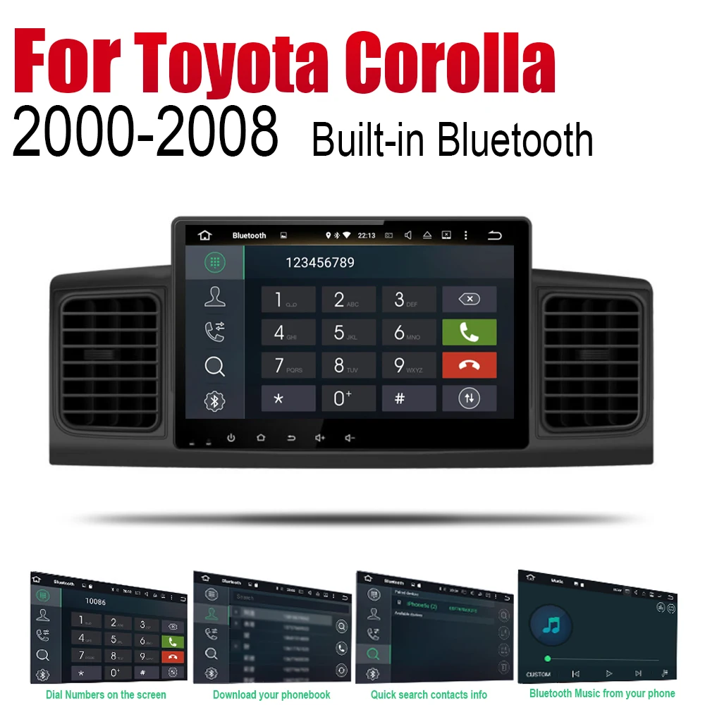 ZaiXi Android 2 Din Авто Радио для Toyota Corolla 2000~ 2008 автомобильный мультимедийный плеер gps навигационная система Радио стерео