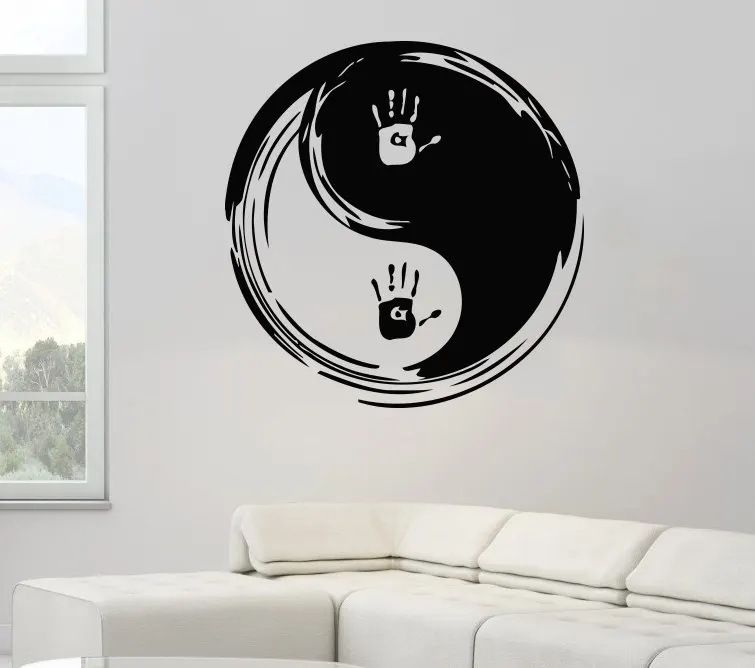 

Art Designed Wall Stickers Chinese Traditional Ying Yang Pattern With Hnad Print Cool Mural Home Livingroom Special Decor W-818
