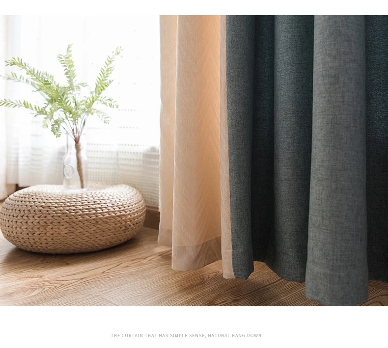 Cheap Solid Color Faux Linen Blackout Curtains for Living Room Modern Curtains for Bedroom Window Curtains kitchen Curtains Blinds 20