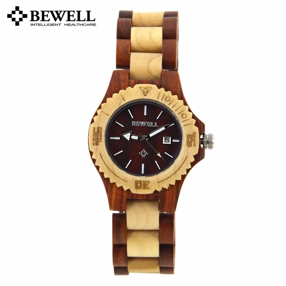 

BEWELL Top Brand W020A Vintage Fashion Wooden Watch Waterproof Women Watch Japanese Movement With Calendar Luminous Wrist Watch