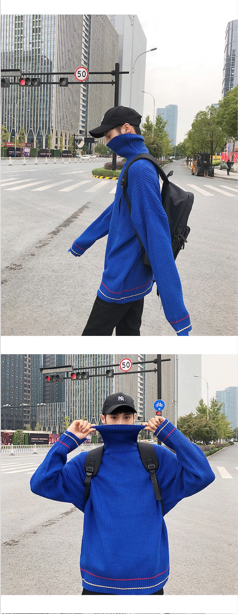 Turtle Neck Sweater Men Retro Vintage Pullover High Fashion   (14)