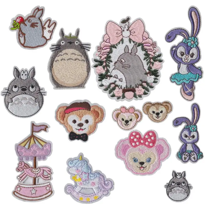 

Totoro Duffy Miyazaki Hayao Sailor Moon Cartoon animal iron On patches Embroidered Cloth Applique Badge Children DIY accessory