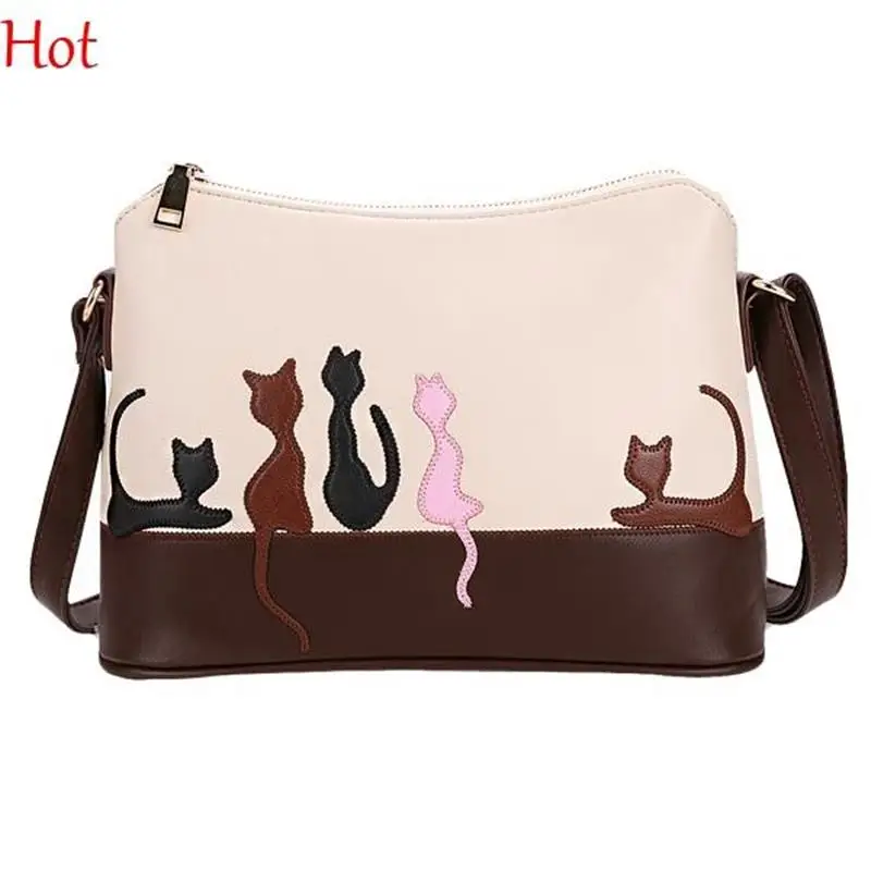 2016 New Animal Cat Handbag Women Crossbody Bags Leather Messenger