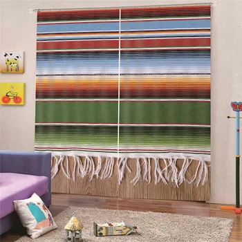 

3D Digital Print Colorful Curtain window living room jacquard fabrics luxury semi-blackout curtains panel bedroom M15