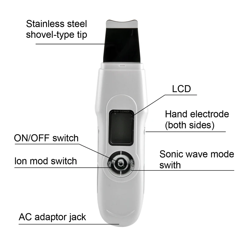 Глубоко ультразвуковая поверхность очищающее устройство для кожи удаление акне чёрных точек устройство пилинг Лопата отшелушиватель пор очищающее средство для лица машина