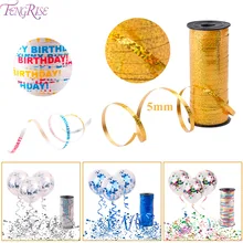 FENGRISE, 100 ярдов, 5 мм, атласные ленты для свадебного украшения, подарочная упаковка, конфетти, воздушные шары, лента для завивки, рулон, товары для дня рождения