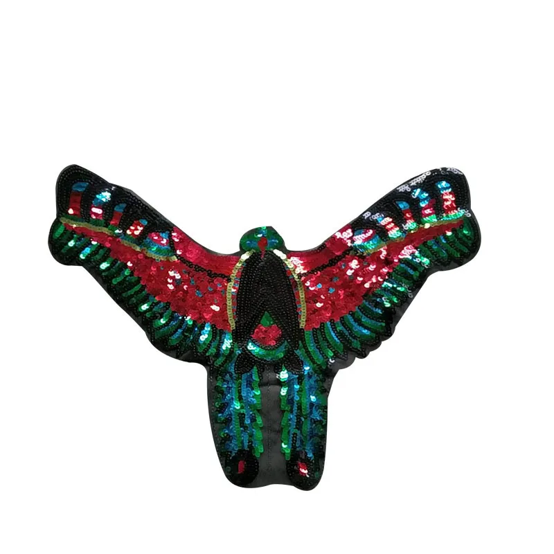

1pc Large size Sequins Patch Red Eagle Applique Sew on Bird Sticker for Clothes Bag Textile Craft Diy Repair Home Decoration