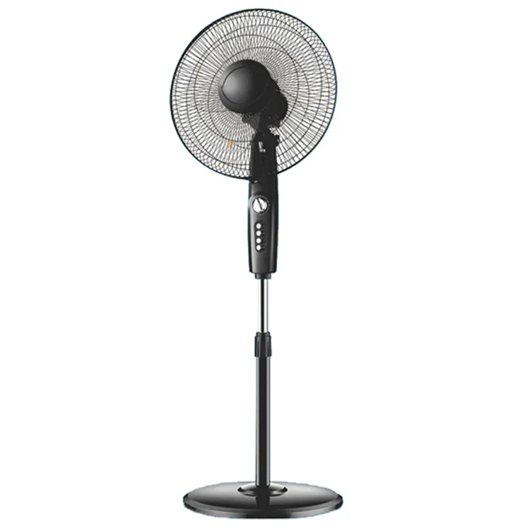 

16-Inch Stand Fan Powerful and Quiet with Remote Control Height& Speed Adjustable Air Cooler 5 Leaf Pedestal Fan Black