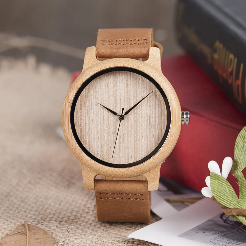 relogio masculino BOBO BIRD Timepieces Men Watch Bamboo Wooden Watches for Men and Women With Soft Leather Strap C-A19
