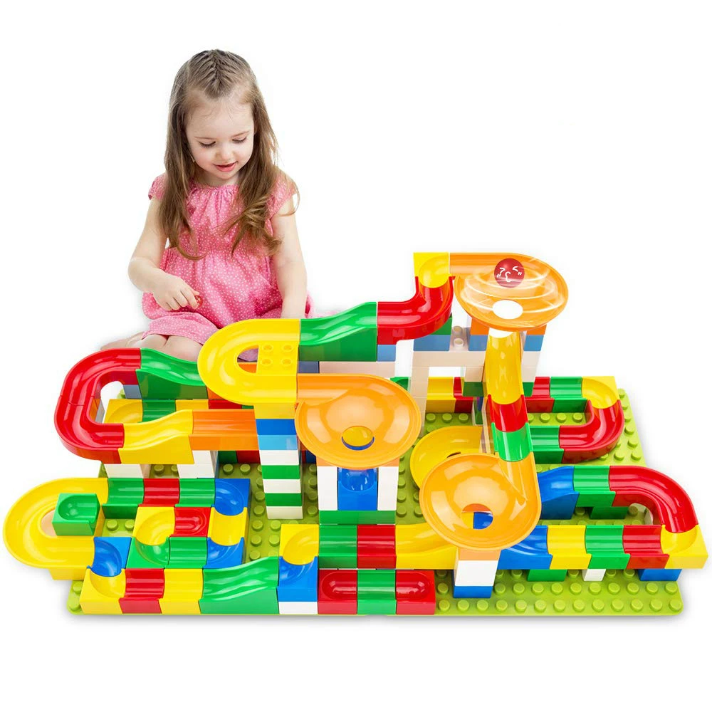 الرخام سباق تشغيل الكرة متاهة المسار اللبنات DIY قمع البلاستيك الشريحة كبير حجم الطوب متوافق Legoingly الانكليزي الطوب