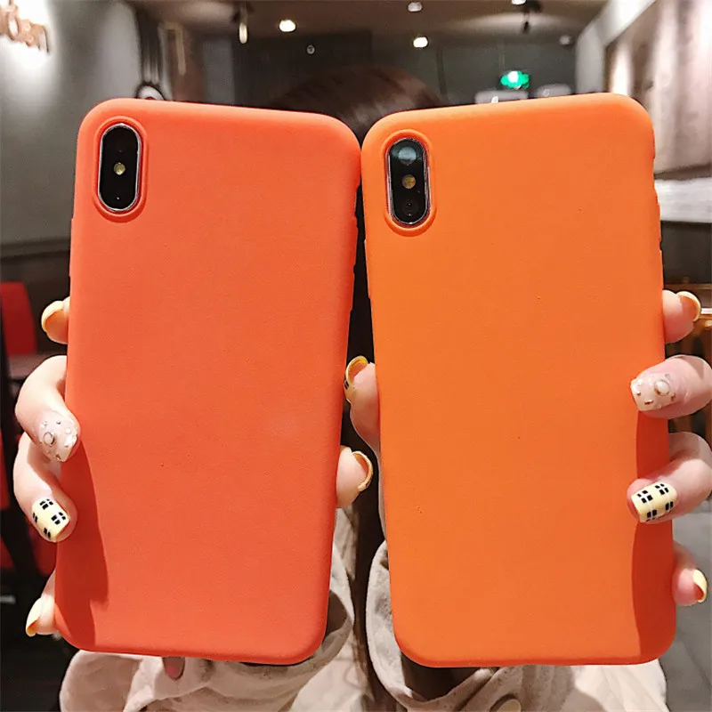 

Simple Fashion Frosted TPU For iPhone X XS MAX XR Orange Plain Solid Soft Case For iPhone 5 5S SE 6 6S Plus 7 8 Plus Back Cover