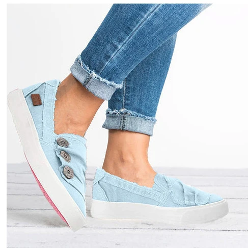 Plush Size Women Flats 2019 Fashion Summer Slip On Loafers Button Cowboy Sneakers Spring Soft Casual Women Canvas Shoes VT227 (6)