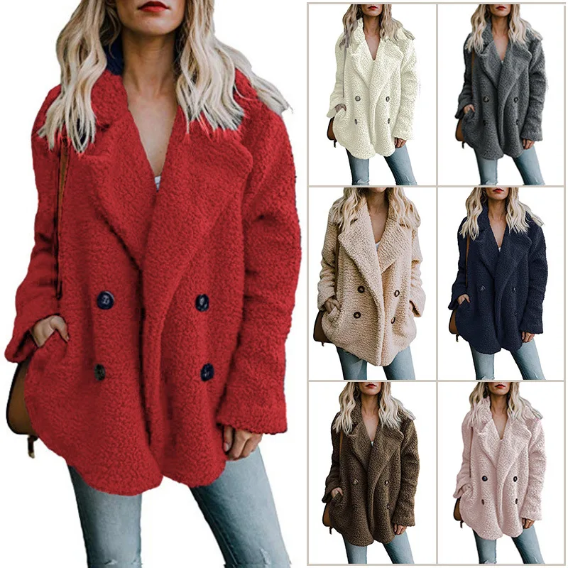 

Women Teddy Sweater Coat Oversized 5XL Sherpa Fleece Loose Cardigan High Quality Lined Button Lapel Thick Winter Sweaters