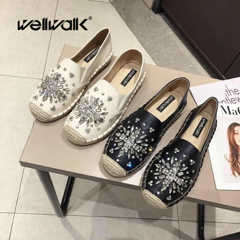 Wellwalk/туфли дерби Женские Черные эспадрильи на плоской подошве женские лоферы