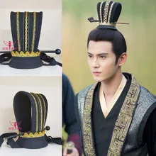 YuWen Hu же дизайн мужской черный волос Тиара Древний китайский мужской шляпа Косплей Hanfu волос аксессуары для ТВ Играть легенда о DuGu
