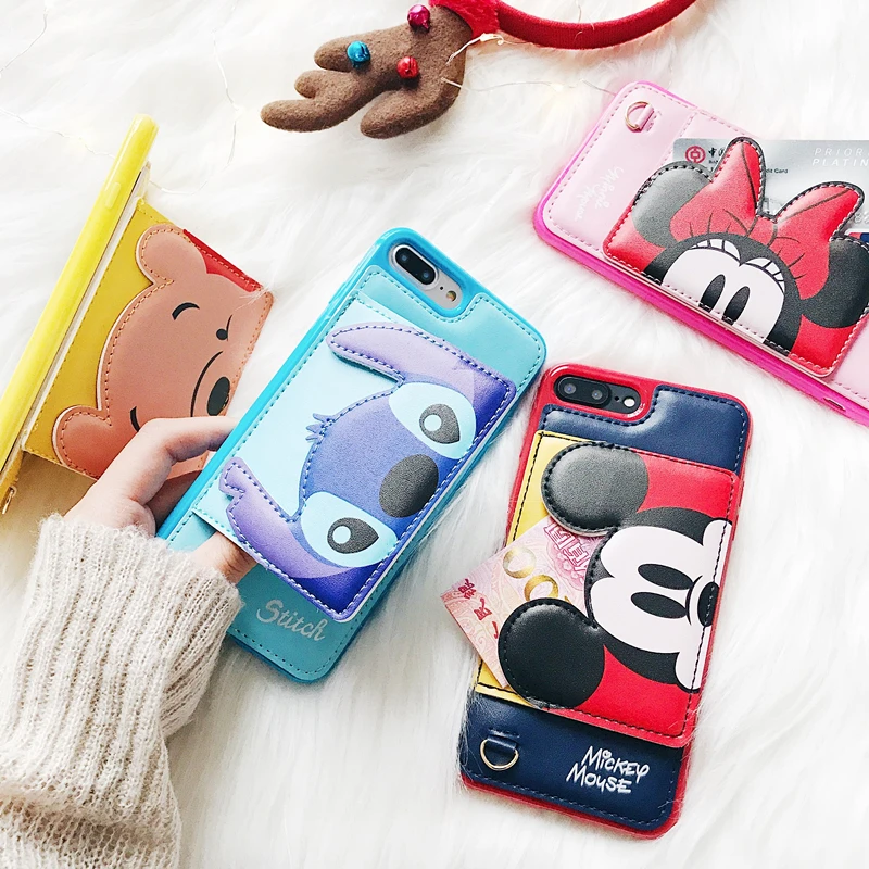 Cute Mickey Mini Stitch Pooh Bear Case for Iphone 7 8 Plus