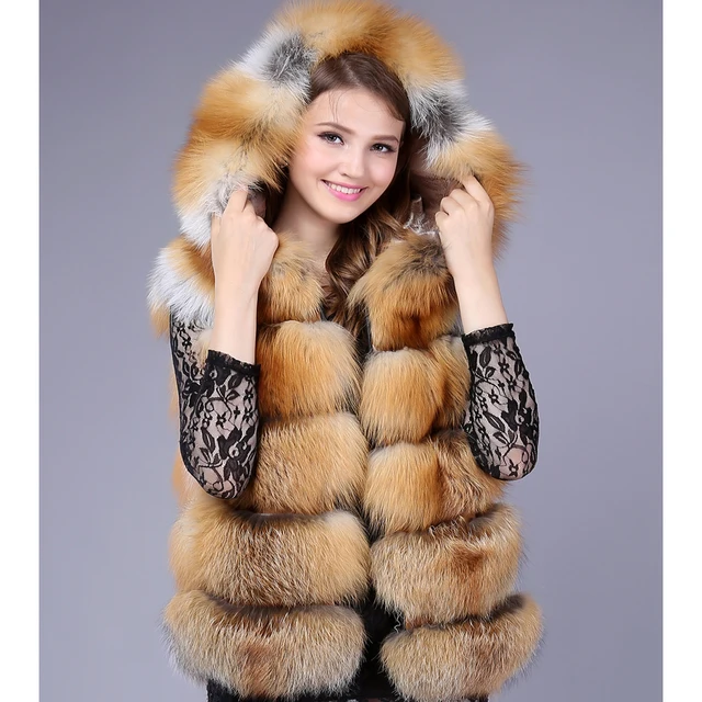 Aliexpress.com : Buy Leather vest luxury fur vest women real fox ...