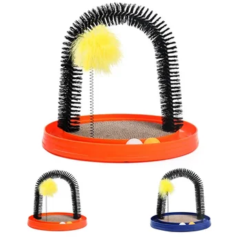 

Interactive Pet Cat Scratcher Turbo Self-grooming Toy Kitten Scratch Board with Catnip Beauty Brush Arch Massager Training Tools