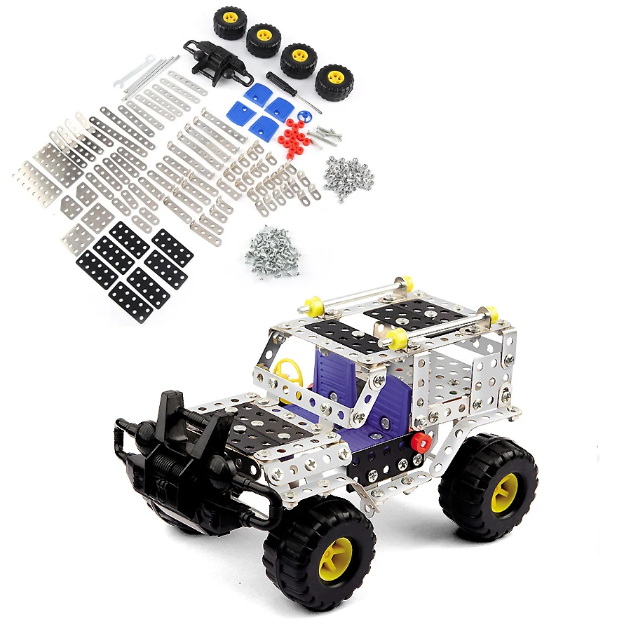 

DIY Construction Cross-country Vehicle Metal Toy Creative Assembly Jeep Vehicle Building Kit With tools 262Pcs for 8 Years & Up