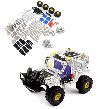 

DIY Construction Cross-country Vehicle Metal Toy Creative Assembly Jeep Vehicle Building Kit With tools 262Pcs for 8 Years & Up