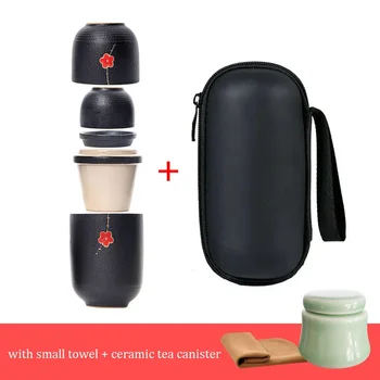 

Creative Portable Tea Sets for Travelling Ceramic Tea Cups for Outdoor Trips with Tea Leaves Container Tea Cup Set