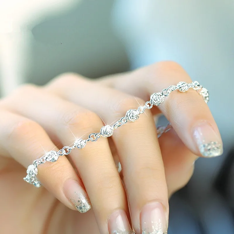 

Silver Bracelet Female Rose Concise Silver Jewelry Wholesale Bracelet S925 Jewelry