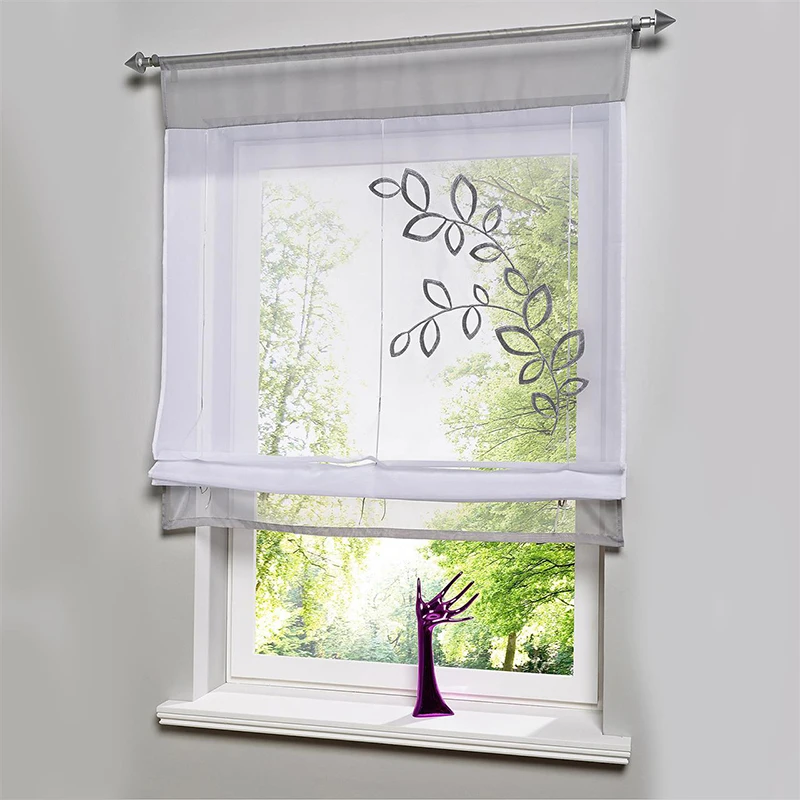 

Embroidered Roman Short Curtains Tulle For Kitchen Sheer Curtain for Living Room Bedroom Blinds on the Windows cortinas dormitor