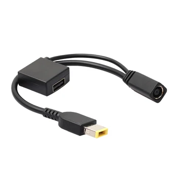 

2in1 7.9*5.5mm Round to Square End & USB Adapter Power Comverter Cable for IBM Lenovo ThinkPad Edge Laptop Notebook PC