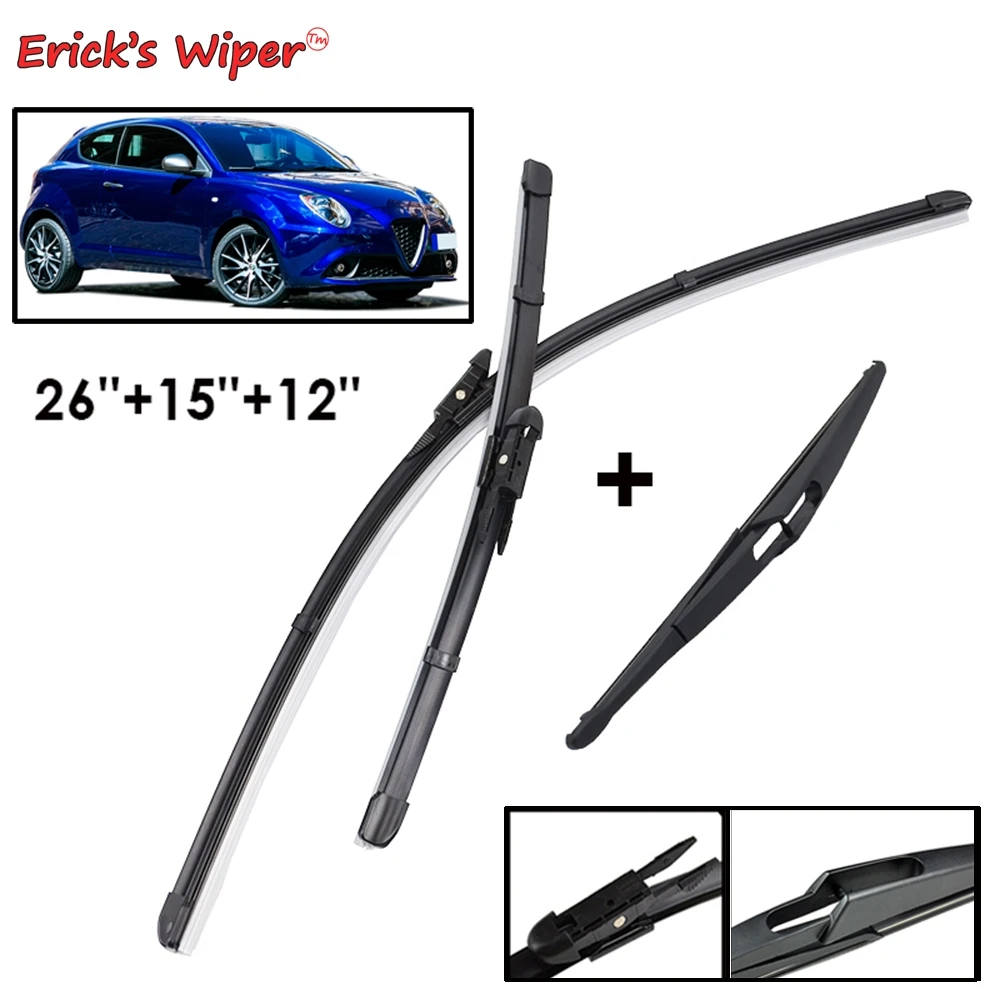 

Erick's Wiper Front Rear Wiper Blades Set For Alfa Romeo MiTo 2008-2018 Windshield Windscreen Front Rear Window 26"16"12"