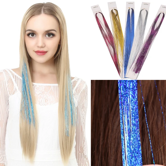Glitter Hair Tinsel Sparkling Bling Rainbow False Hair Strands