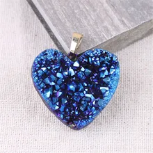 Natural Stone Jewelry Agates cluster Heart Shape Pendants Female Heart Wrapped Necklace Sweater Chain Accessories Pendant conch shape embellished sweater chain