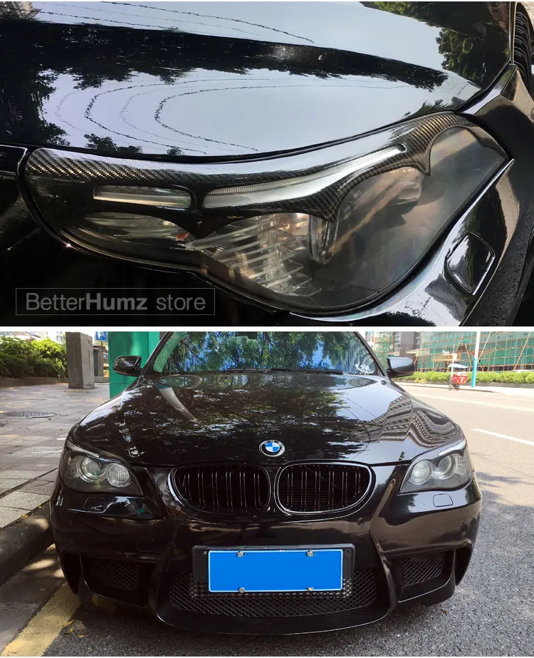 Углеродное волокно фары Брови Веки для BMW e60 5 серии автомобиля Стайлинг передняя фара брови Накладка аксессуары