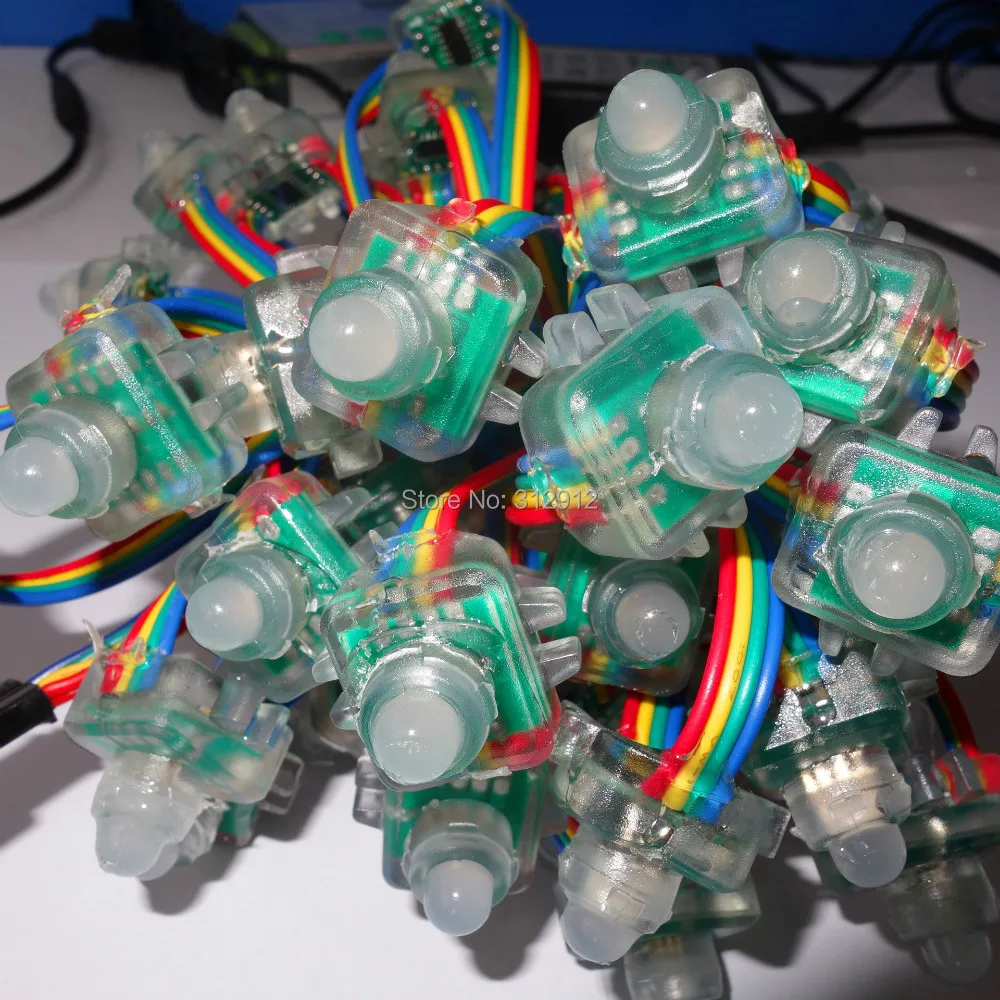 50 шт. DC5V 12 мм WS2801 СВЕТОДИОДНЫЙ умный пиксельный узел со всеми цветными проводами