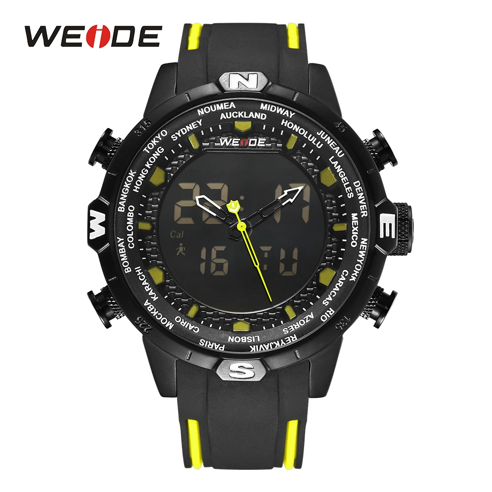 

WEIDE Men's Sports Watch Quartz Alarm Chronograph Auto Date Digital Calendar Strap Wristwatch Montres hommes Relojes drop ship