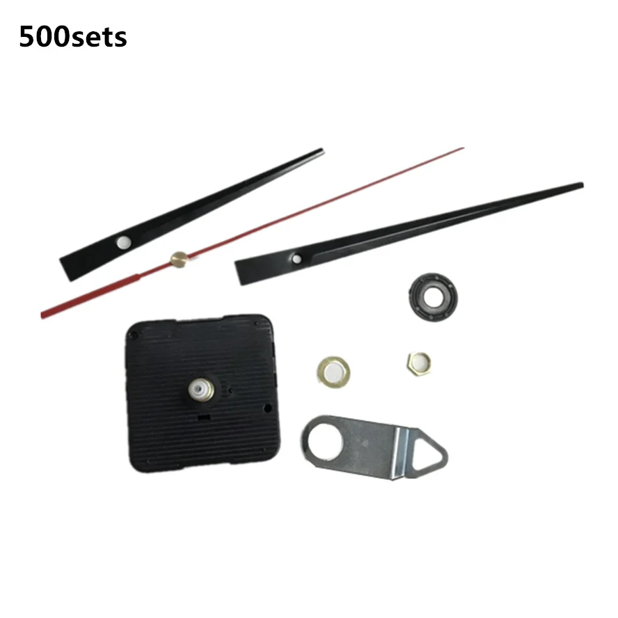 

500 sets/lot Practical DIY High Torque Clock Mechanism 28mm Total Shaft Length Wall clock movement with hook black hands Silent