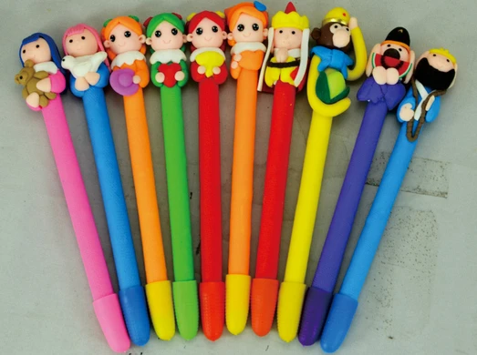 Free Shipping 30pc/lot Polymer Clay Ball Pens children stationary Fimo cartoon cute Chinese Characteristics creative gift kid | Канцтовары