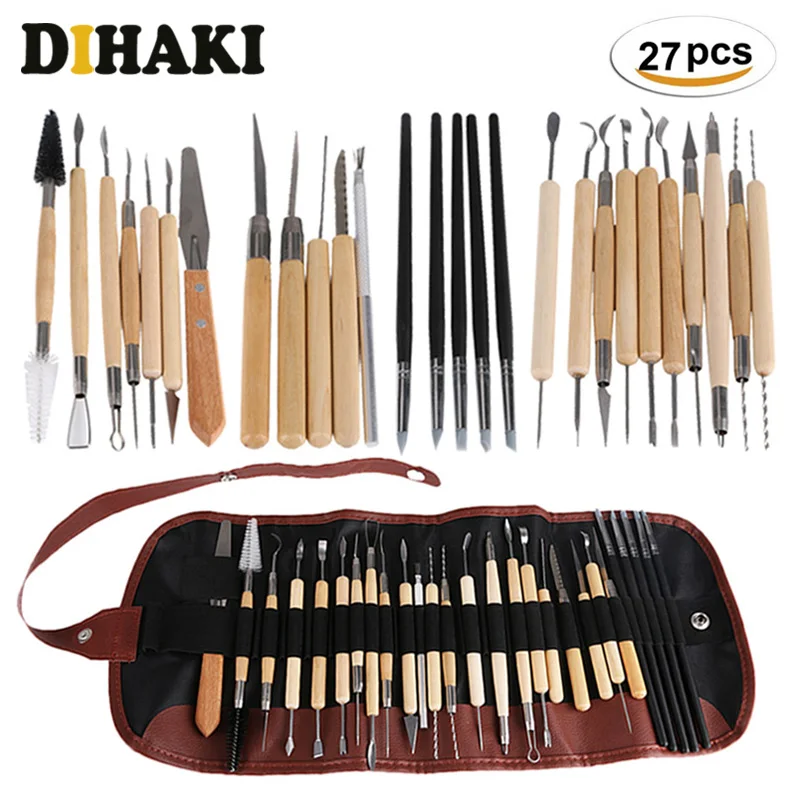  27Pcs Professional Clay Sculpting Tools set with bag Fimo Modeling carving Clay Tool Home Combinati
