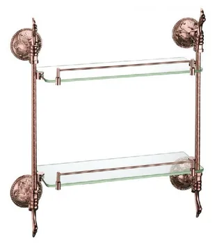 

Free shipping Rose gold Finish BATHROOM ACCESSORIES DOUBLE BATHROOM GLASS SHELVES