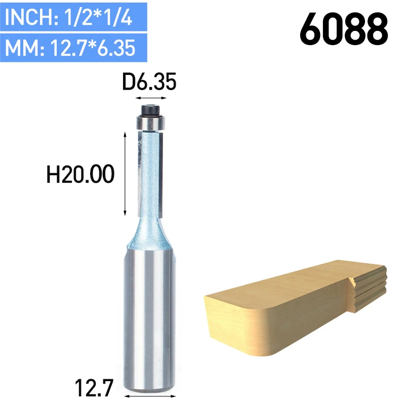 HUHAO 1 шт. 1/" хвостовик для промывания и подравнивания фрезы для древесины обрезные фрезы с подшипником деревообработки промышленного класса фрезы - Длина режущей кромки: 6088