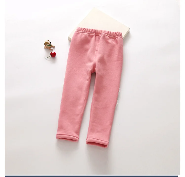 Детские теплые леггинсы на осень-зиму; утепленные флисовые брюки для маленьких девочек; детские ботинки с кроликом из мультфильма; штаны с вырезами