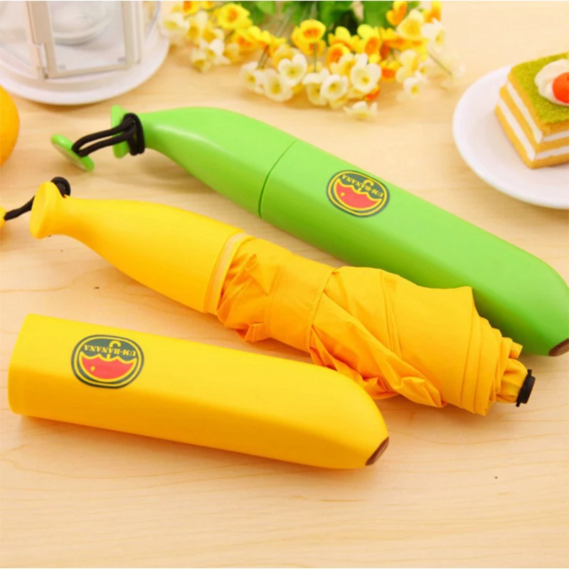 

Ceiourich Fashion Sunny Umbrellas Rainny Umbrellas Children Banana Folding Umbrellas Lettering Customized Printing Logo